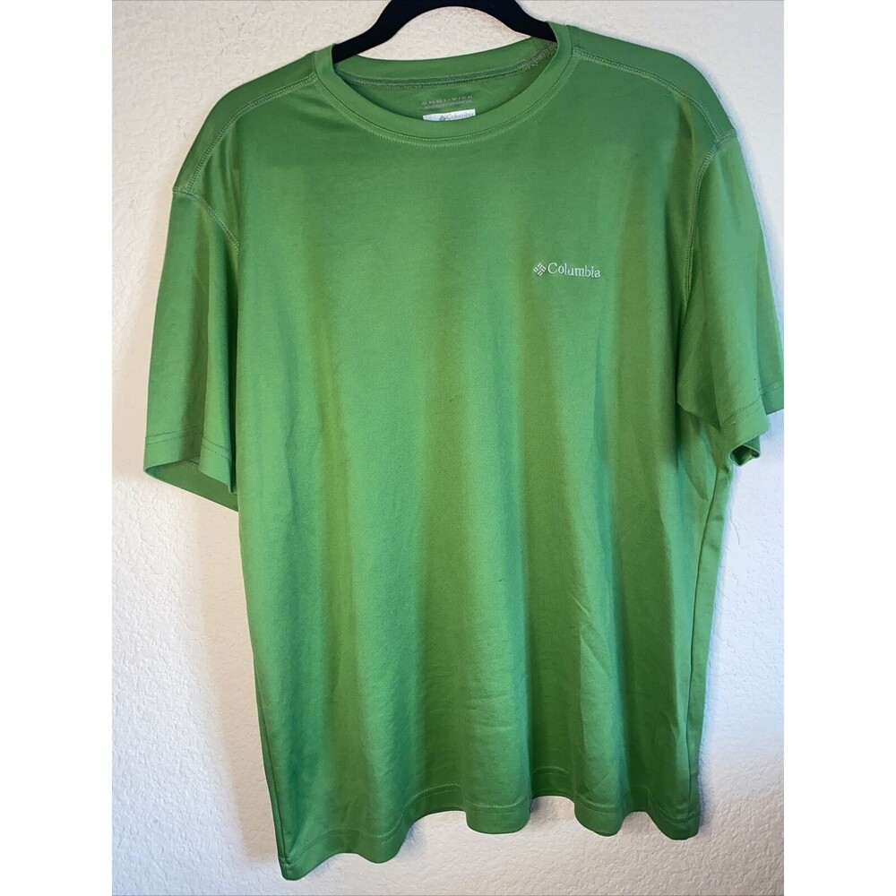 Columbia shirt men Athletic Gym Omni Wick Performance  L Lime Green hiking SS